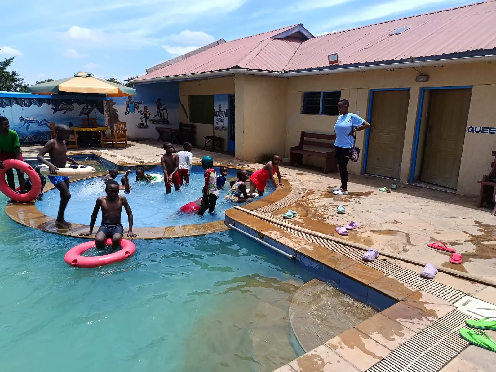 Learners enjoying a day at the swimming pool